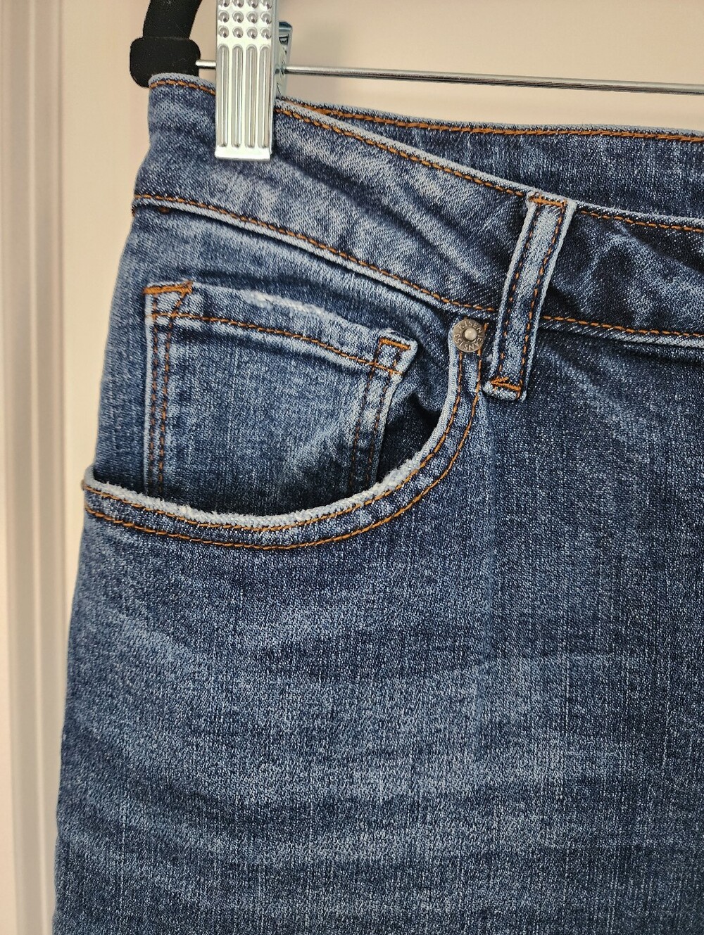 Risen High-Rise Distressed Skinny Jeans - Blue. Size 15/32. Like New Condition. - Picture 5 of 12